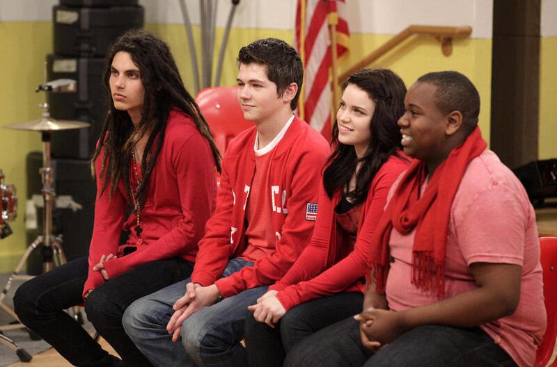 In this image released by Oxygen, from left, Samuel Larsen, 19, Damian McGinty, 18, Lindsay Pearce, 20, and Alex Newell, 18 make up the final 4 contestants on the reality competition show on "The Glee Project" on Oxygen. The winner, announced during the f