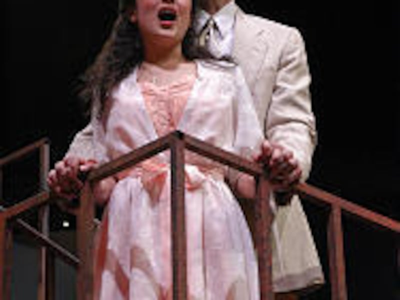 Maria (Deborah Lew) and Tony (Jeff Applegate) in Pioneer Theatre's "West Side Story."