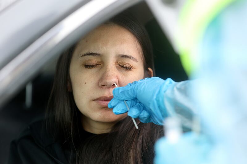 Paula Paez gets tested for COVID-19.