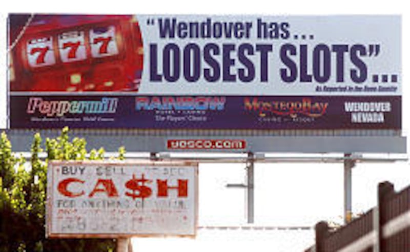 Billboards such as this one on I-80 would be illegal under proposed legislation that would prohibit the advertising of activities illegal in Utah.