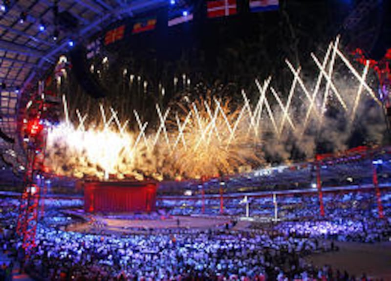 Fireworks go off during the opening ceremony for the 2006 Winter Olympics in Torino, Italy, on Friday.