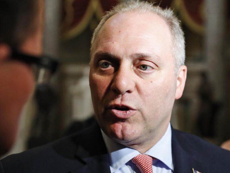 In this May 17, 2017 photo, Majority Whip Rep. Steve Scalise, R-La., speaks with the media on Capitol Hill in Washington.