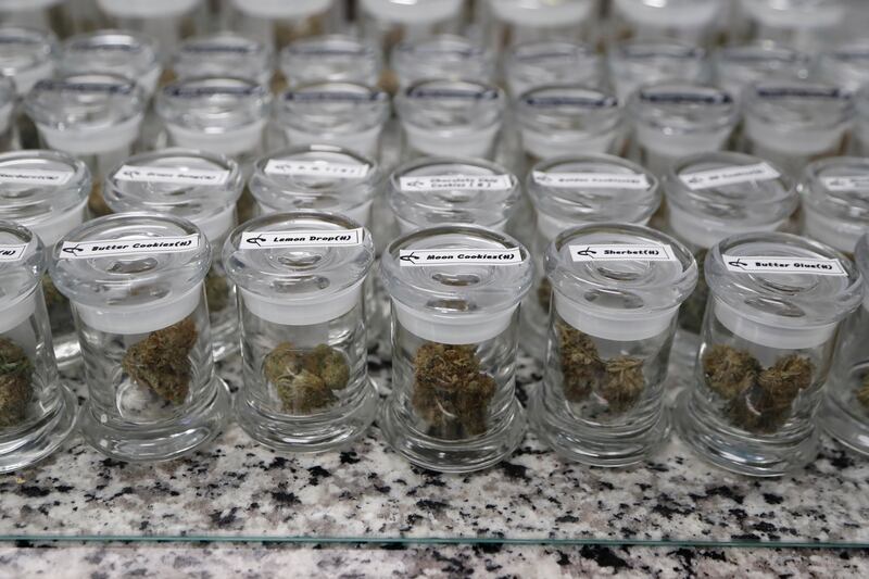 Medical marijuana is displayed at the Far West Holistic Center dispensary, Wednesday, Nov. 7, 2018, in Detroit. Michigan voters have made their state the first in the Midwest to legalize recreational marijuana.