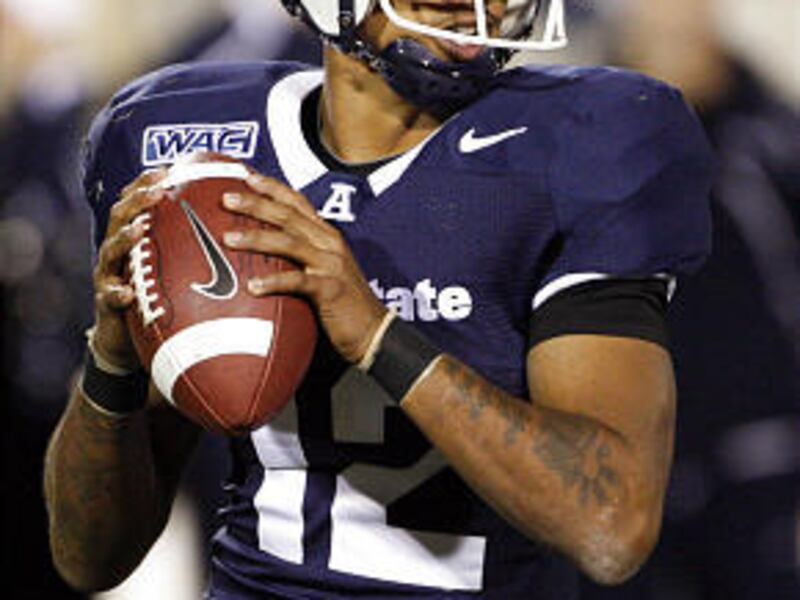 Utah State quarterback Diondre Borel