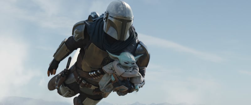 The Mandalorian (Pedro Pascal) and Grogu in “The Mandalorian.”
