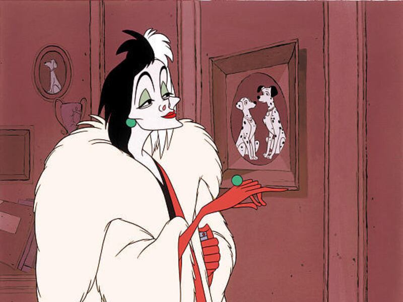 Cruella de Vil in the 1961 Disney classic “101 Dalmatians.”