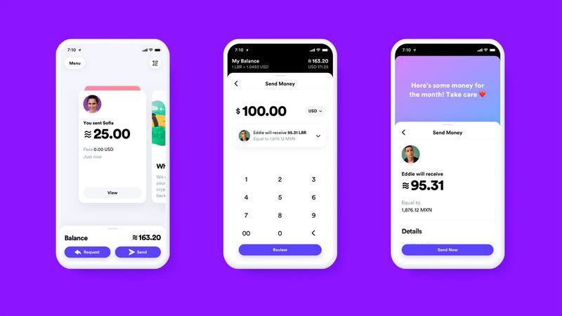 This undated image provided by Calibra shows what the Calibra digital wallet app might look like. Facebook formed the Calibra subsidiary to create a new digital currency similar to Bitcoin for global use, one that could drive more e-commerce on its servic