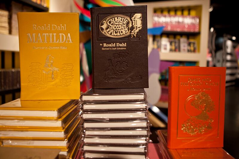Books by Roald Dahl are displayed at the Barney’s store on East 60th Street in New York.