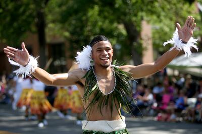 Niki Taukeiaho dances in the Days of ’47 Parade in Salt Lake City on Tuesday, July 24, 2018.