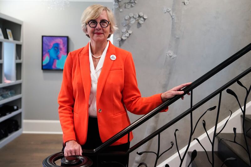 Republican Senate candidate Becky Edwards poses for a portrait after touring Encircle House