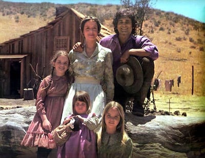 Clockwise from left, Melissa Gilbert, Karen Grassle, Michael Landon, Melissa Sue Anderson, and either Lindsay or Sidney Greenbush (twin girls alternated in one role) are the Ingalls family in “Little House on the Prairie.”