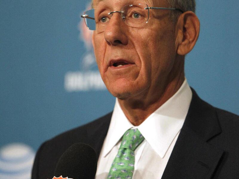 FILE - In this Jan. 21, 2012, photo Miami Dolphins majority owner Stephen Ross speaks before introducing Joe Philbin as the head coach for the Miami Dolphins in Davie, Fla. A few weeks before the Republican primary in Florida in January, Ross, the billion