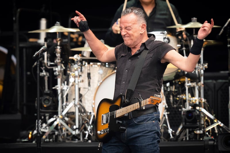 Bruce Springsteen performs on stage with the E Street Band at BST Hyde Park in London.