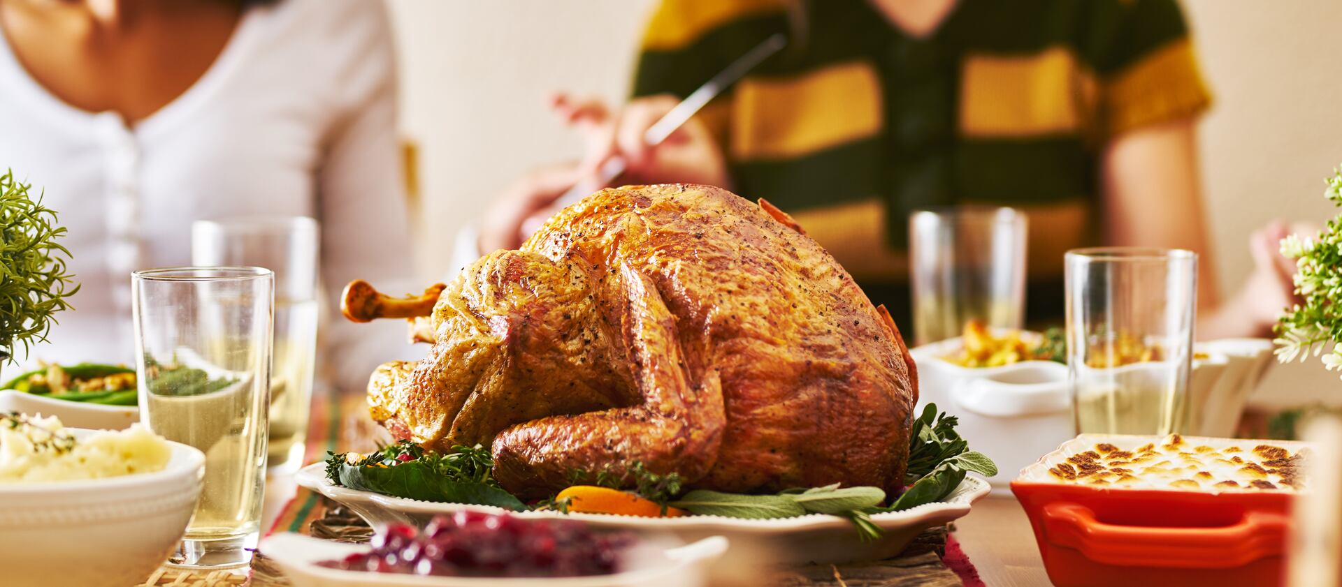 A traditional Thanksgiving meal.