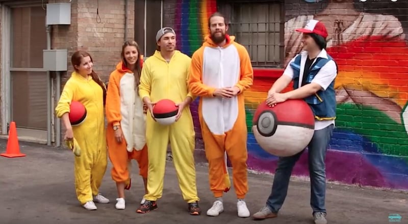 Adam Vuinovic from Provo dressed up like Ash Ketchum, the main PokÉmon Go character, and ran around different cities in Utah, throwing giant “pokÉballs” at Nellie and Bryce Jurgensmeier (The Jurgys) and Jessica and Austin Spomer (Austin & Jess Vlogs), who