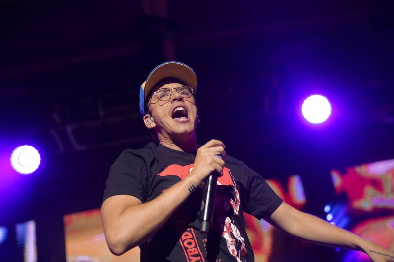 Rapper Logic performs live.