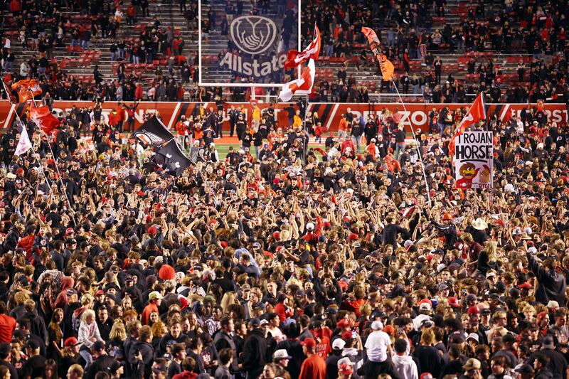 Utah fans storm the field