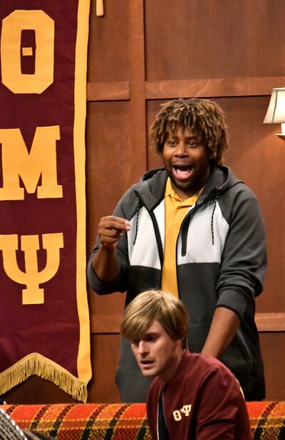 Comedians Kenan Thompson and Matt Meese perform onstage during "Studio C Live from NYC" in the Manhattan Center's Hammerstein Ballroom on Aug. 24, 2018 in New York City.