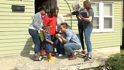 Treger and Rob Strasberg, "Welcome Home" hosts and executive producers, talk to one of the families they work with.