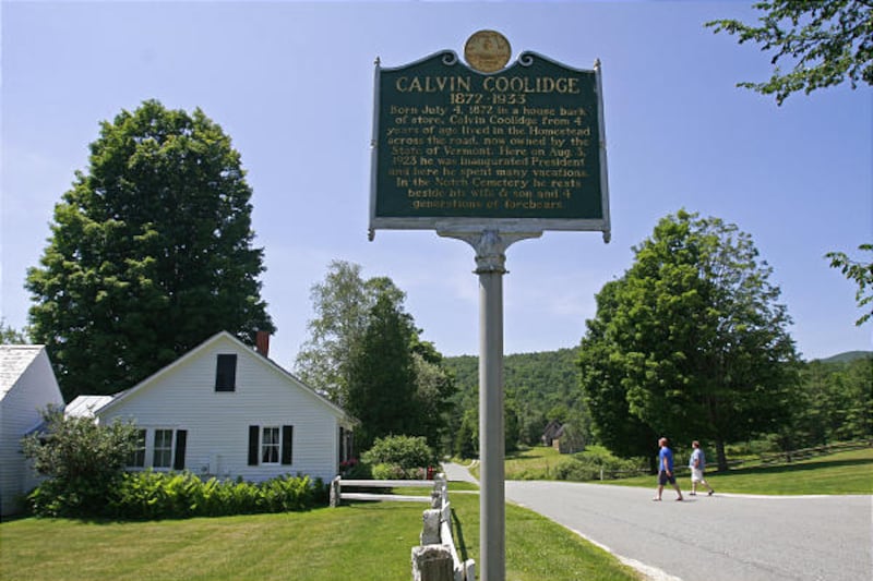 Visitors stroll in Plymouth Notch, Vt., hometown to President Calvin Coolidge, born July Fourth, 1872.