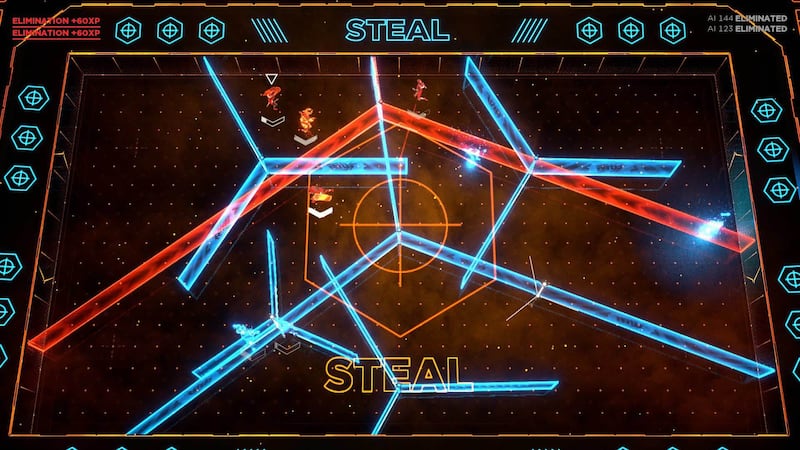 Futuristic athletes compete for control of the arena and its accompanying lasers in "Laser League."