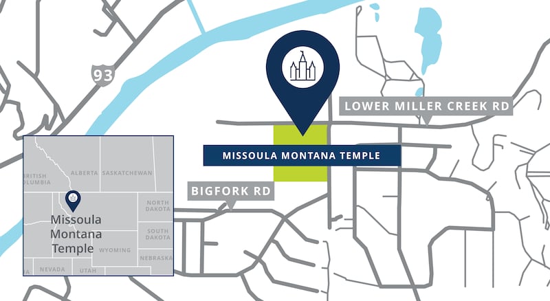 Site location map of the Missoula Montana Temple.