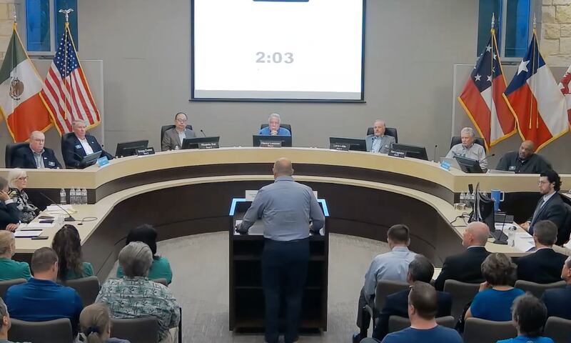 Allen Texas Stake President Dan Trythall speaks to the Fairview, Texas, Town Council on Tuesday, April 29, 2025.