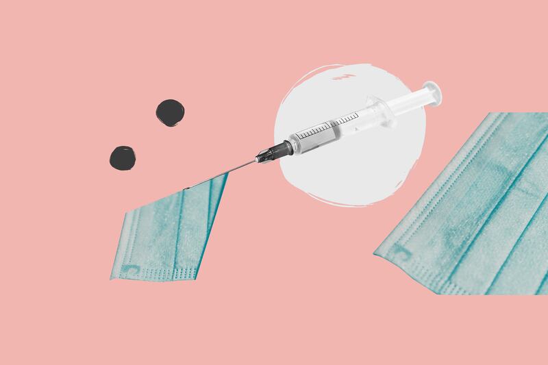 An illustration of the omicron variant, the COVID-19 vaccine and COVID-19 treatments.