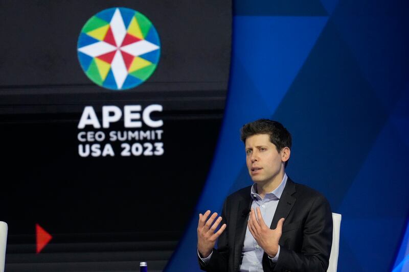 Open AI CEO Sam Altman participates in a discussion during the Asia-Pacific Economic Cooperation CEO Summit on Nov. 16, 2023.