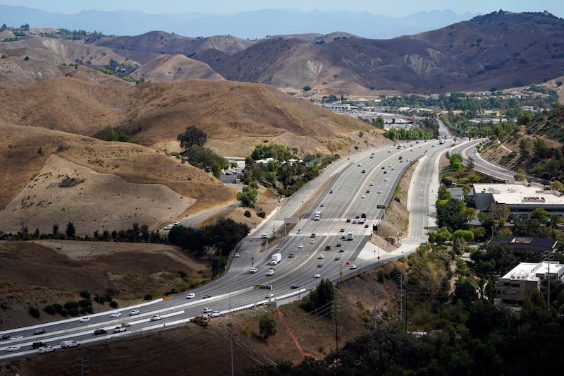 An overview of the Wallis Annenberg Wildlife Crossing, which will eventually be built over the 101 freeway, in Agoura Hills, Calif.