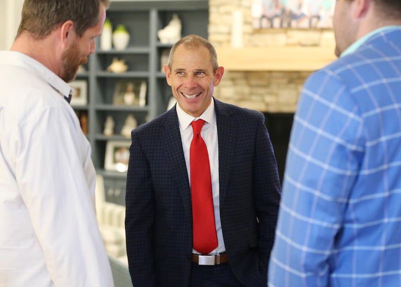 FILE - Rep. John Curtis, R-Utah, talks with attendees during an election night event in Provo on Tuesday, Nov. 6, 2018.