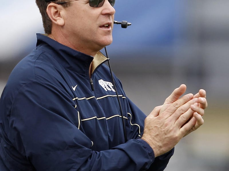 FILE - In this Jan. 7, 2012 file photo, Pittsburgh coach Keith Patterson tries to encourage his players after SMU scored a touchdown in the first half of the BBVA Compass Bowl NCAA college football game in Birmingham, Ala. Arizona State has hired Patterso