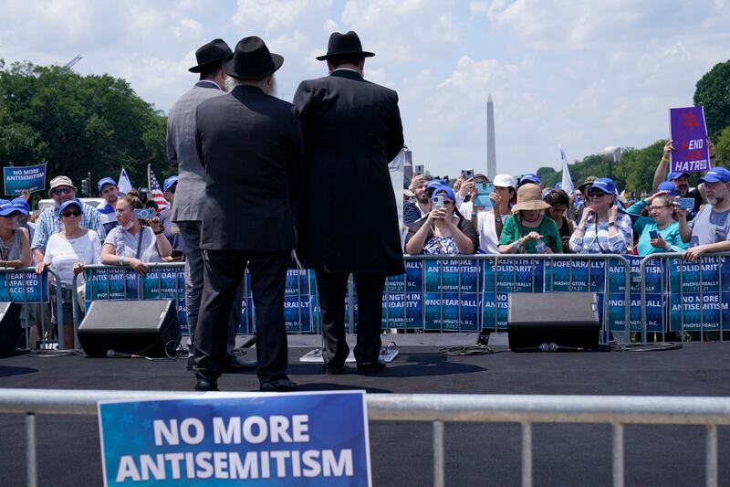 People attend the “NO FEAR: Rally in Solidarity with the Jewish People” event in Washington, D.C.