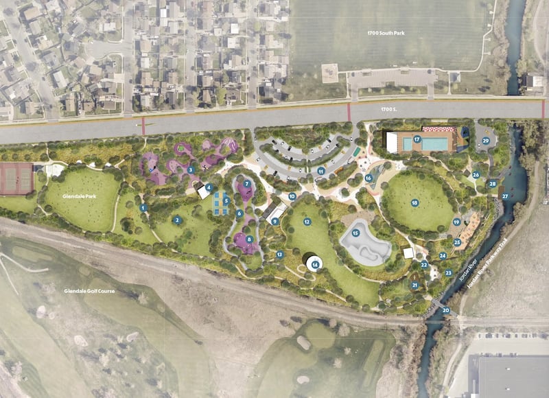 An artist rendering of the proposed layout of the Glendale Regional Park included in a new draft master plan. The plan will go through a public comment period where adjustments could be made before it is approved by the Salt Lake City Council either by the end of this year or early next year.