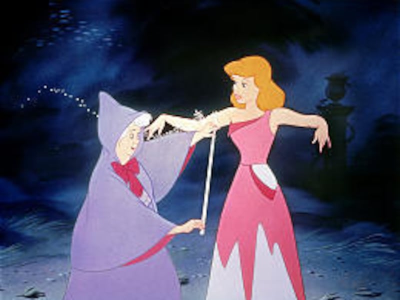 Cinderella (voiced by Ilene Woods) gets a makeover from her Fairy Godmother.