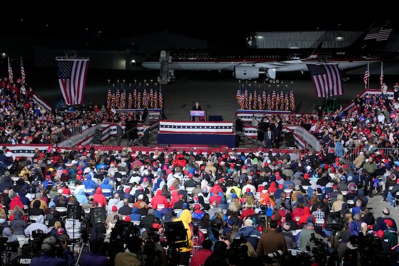 Former President Donald Trump speaks at a campaign rally in Ohio.
