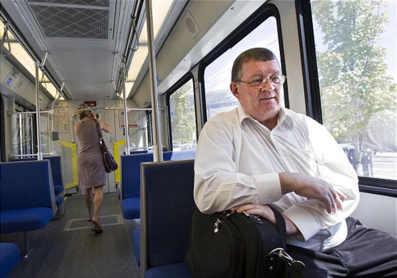 Sid Campbell of Layton rides on TRAX. Starting Monday the Sandy line will no longer run to the central station.