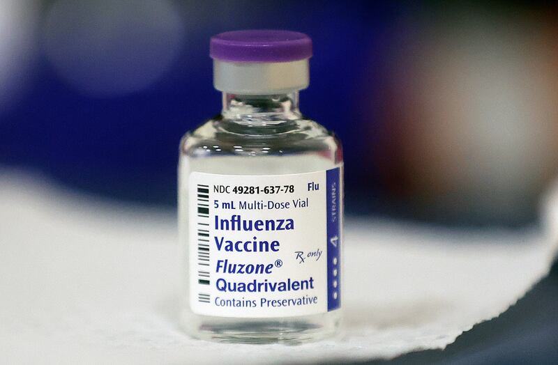 An influenza vaccine at a free vaccine clinic at the Sanderson Community Center in Taylorsville, Utah.