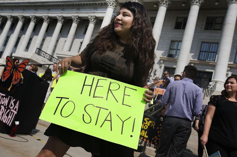 Mayra Cedano attends a gathering of DACA supporters at the Capitol in Salt Lake City on Tuesday, Sept. 5, 2017. President Donald Trump is dismantling DACA, Deferred Action for Childhood Arrivals, the government program protecting hundreds of thousands of