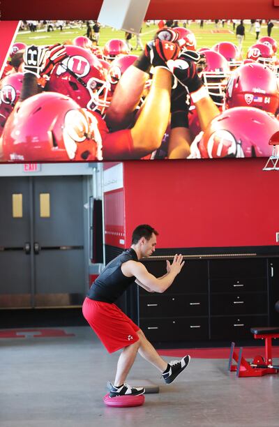 Utah Ute receiver Britain Covey works out in Salt Lake City on April 23, 2019.