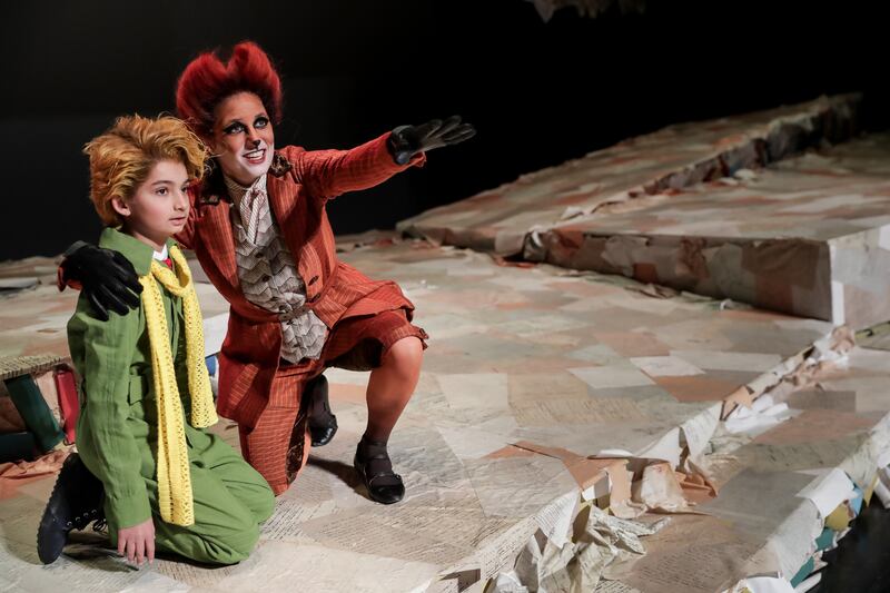 Nitai Fluchel, 11, playing the little prince, and Melanie Ashkar, playing the fox, pose during a photo opportunity for Utah Opera’s upcoming production of “The Little Prince” at the Capitol Theatre in Salt Lake City on Wednesday, Jan. 9, 2019.