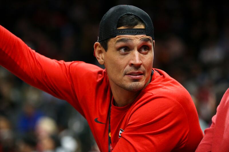 College football analyst David Pollack watches an NBA game between the Atlanta Hawks and Los Angeles Clippers, Wednesday, Jan. 22, 2020.
