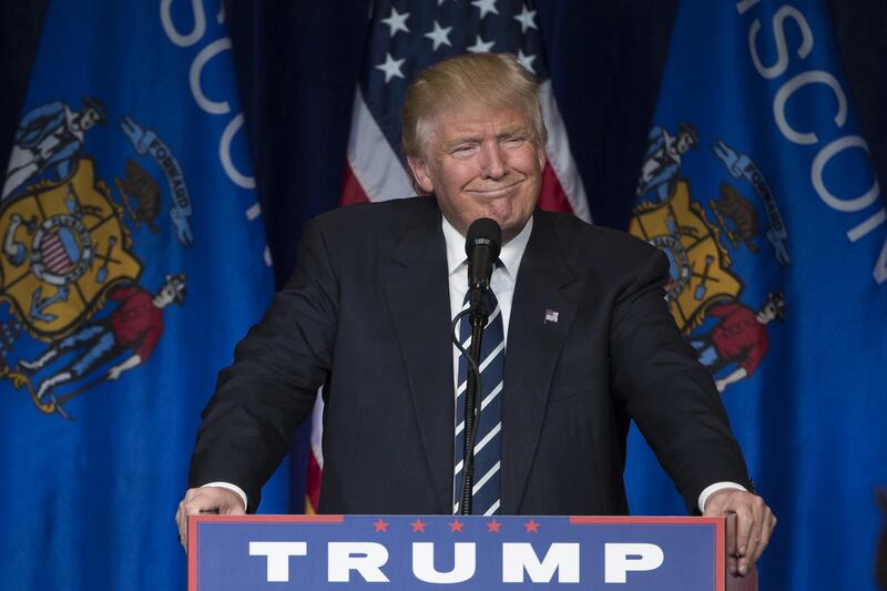 Republican presidential candidate Donald Trump campaign at the University of Wisconsin Eau Claire, Tuesday, Nov. 1, 2016, in Eau Claire, Wis.(AP Photo/Matt Rourke)