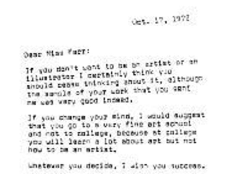 This letter appears to have been typed and signed by the famous artist Norman Rockwell and not by a secretary or mechanical device.