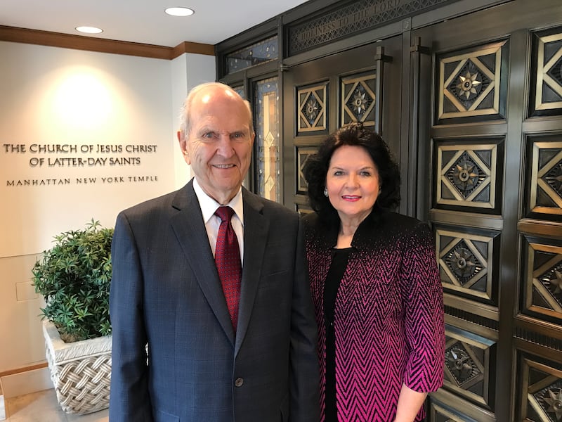 President Russell M. Nelson and Sister Wendy Nelson attend the Manhattan New York Temple on his 93rd birthday on Sept. 9, 2017.