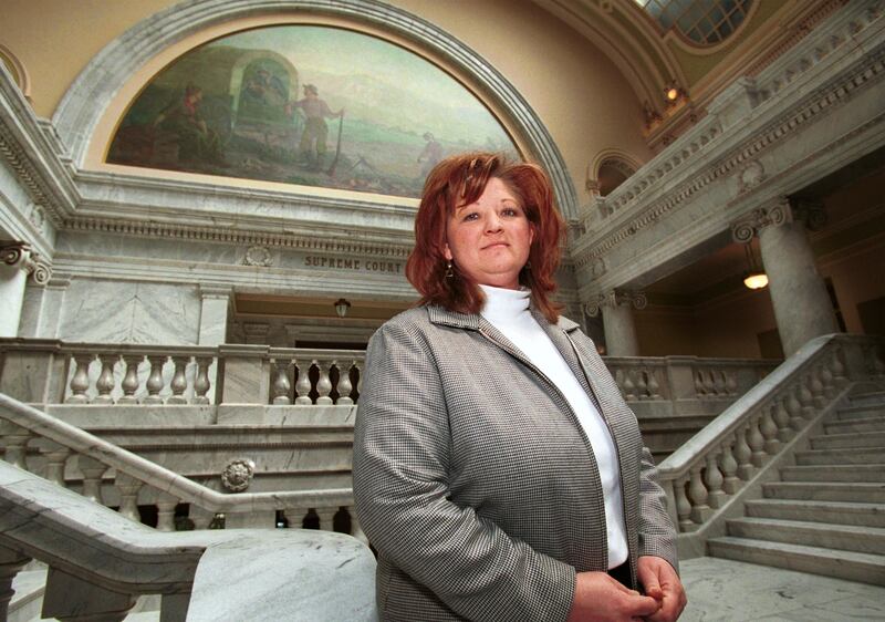FILE - The State of Utah's only appointed "porn czar" Paula Houston at the Utah State Capitol Thursday, March 22, 2001. A Senate committee approved a bill with little discussion Thursday that will eliminate the "porn czar" position created in 2000.