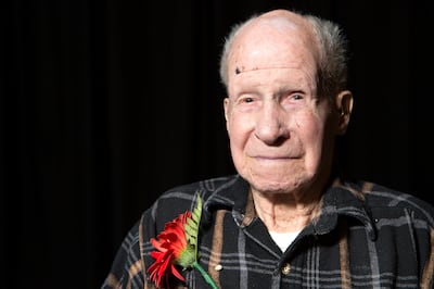 Edwin Lewis, 100, poses for a portrait at the 32nd Centenarian Celebration at the Viridian Event Center in West Jordan on Thursday, Aug. 23, 2018.