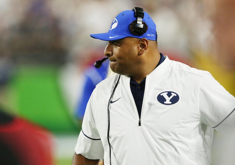 Brigham Young Cougars head coach Kalani Sitake on Saturday, Sept. 3, 2016.