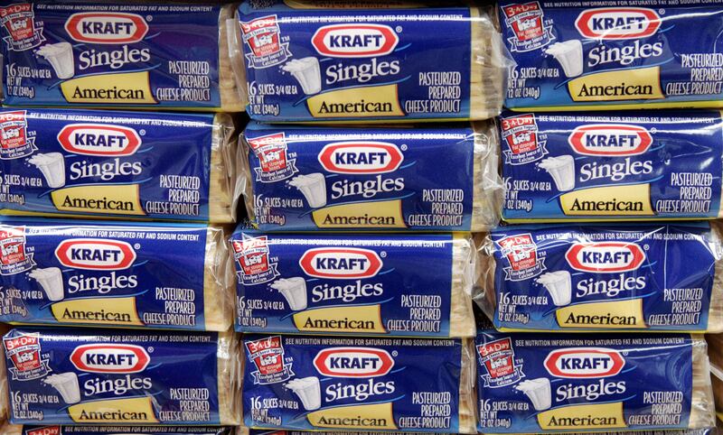 Packages of Kraft Singles are seen in this 2006 file photo. Kraft Heinz is recalling 80,000 cases of Kraft Singles.
