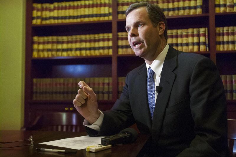 Utah Attorney General John Swallow speaks out Jan. 14, 2013, in his office at the state Capitol about allegations that he was involved in improper deals. A new bill would ban the type of consulting work he did while serving as chief deputy attorney genera